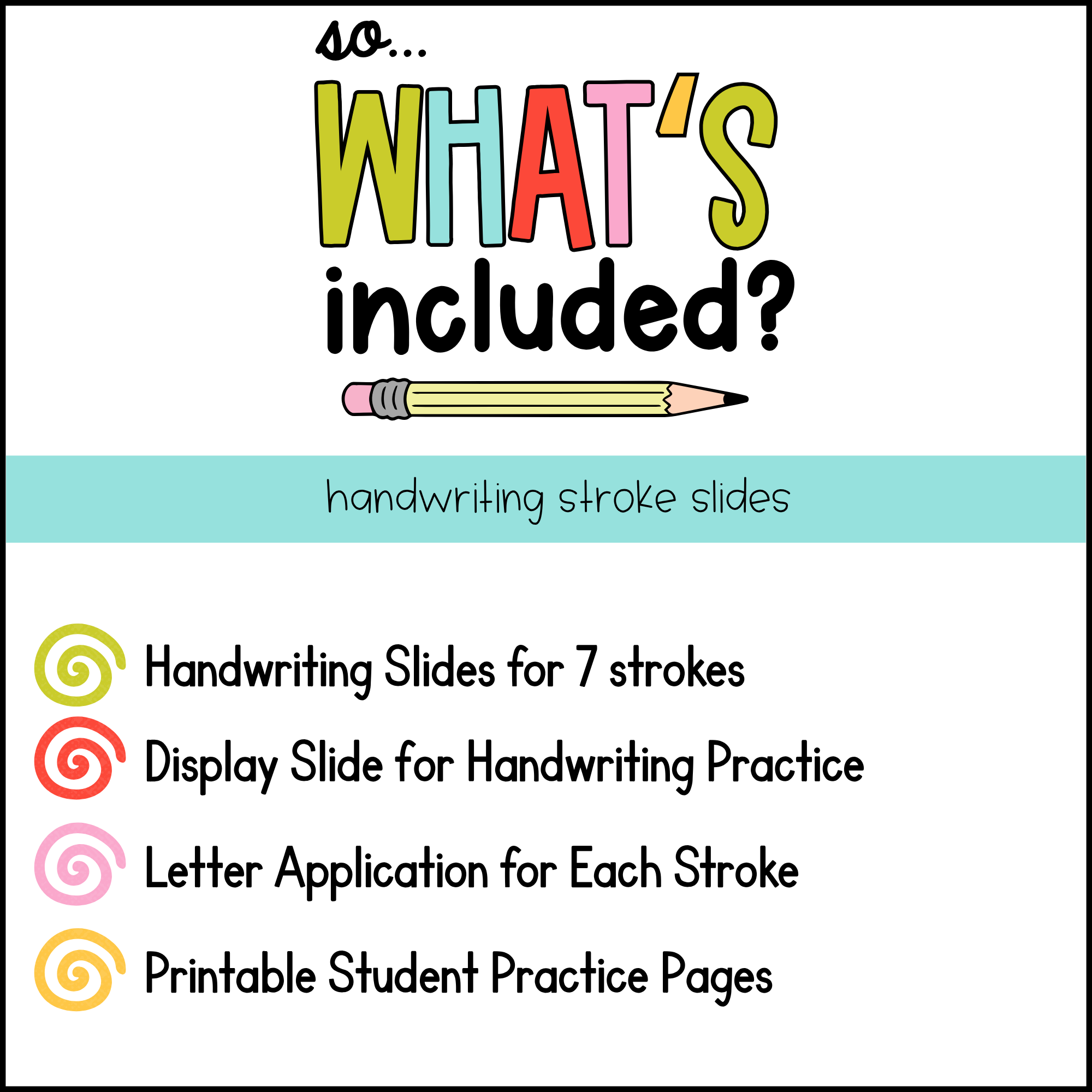 handwriting strokes: slides & printables