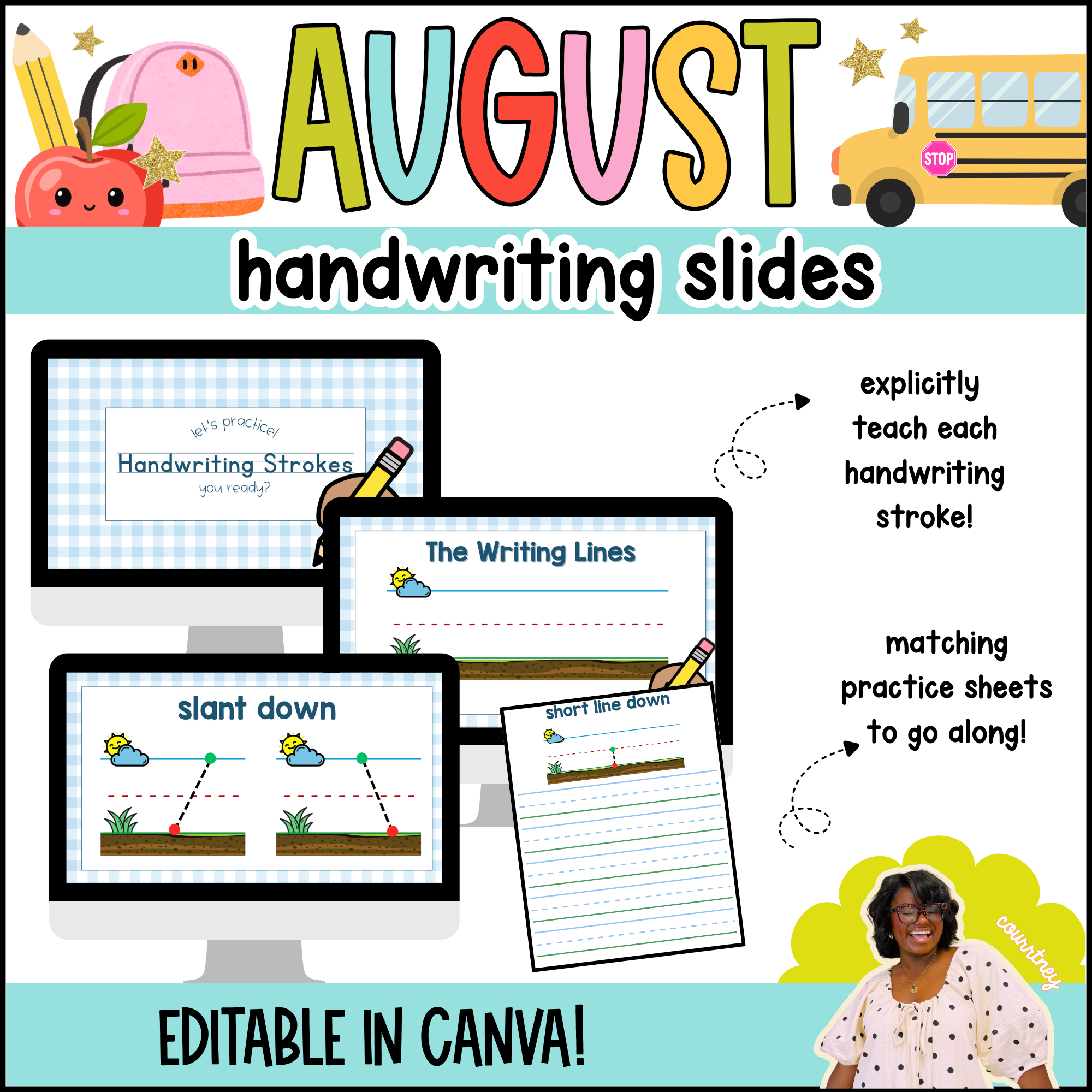 handwriting strokes: slides & printables